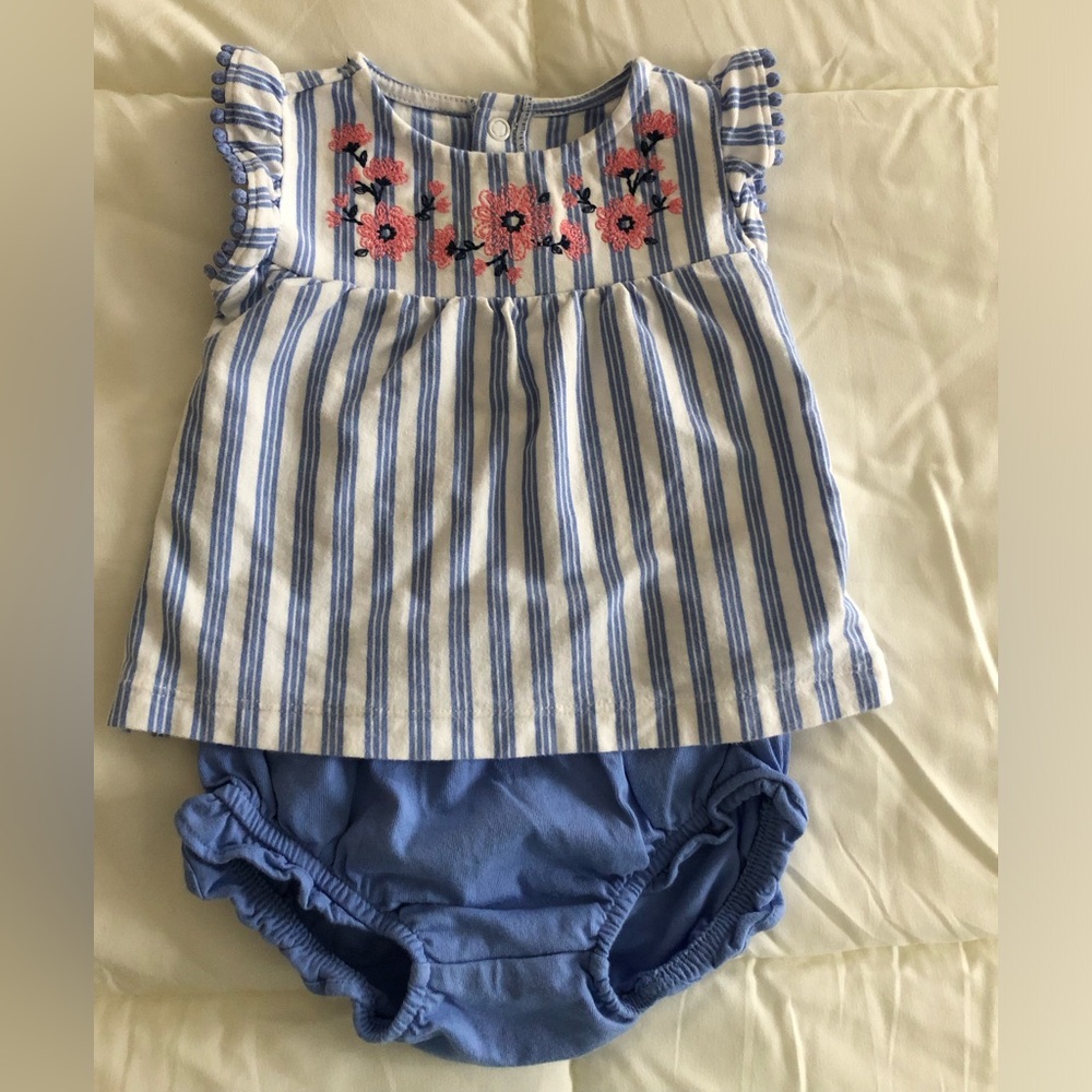 Carter's Blue and White Striped Diaper Cover Set